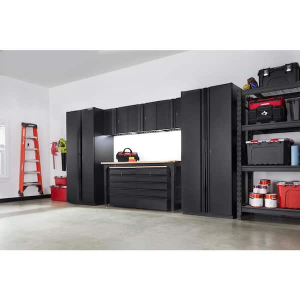 8-Piece Heavy Duty Welded Steel Garage Storage System in Black (156 in. W x 81 in. H x 24 in. D)