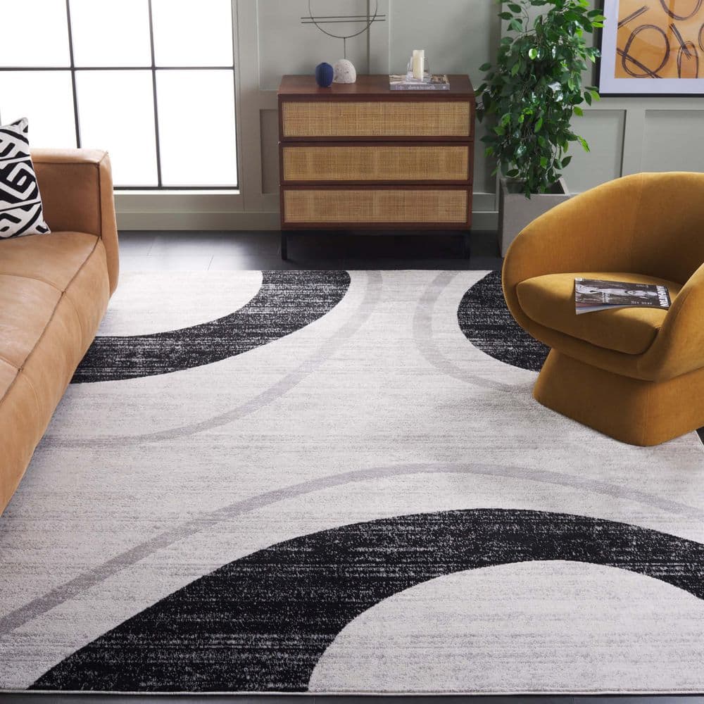 SAFAVIEH Skyler 9 ft. x 12 ft. Ivory Gray/Black Abstract Area Rug ...