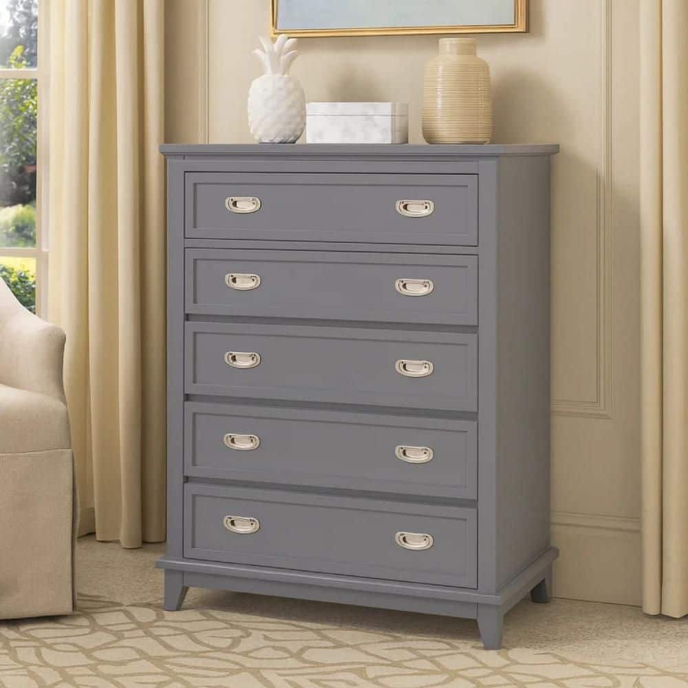Sely Gray and Nickel 5 Drawer 36.5 in. Wide Dresser price history on PriceWatchPro