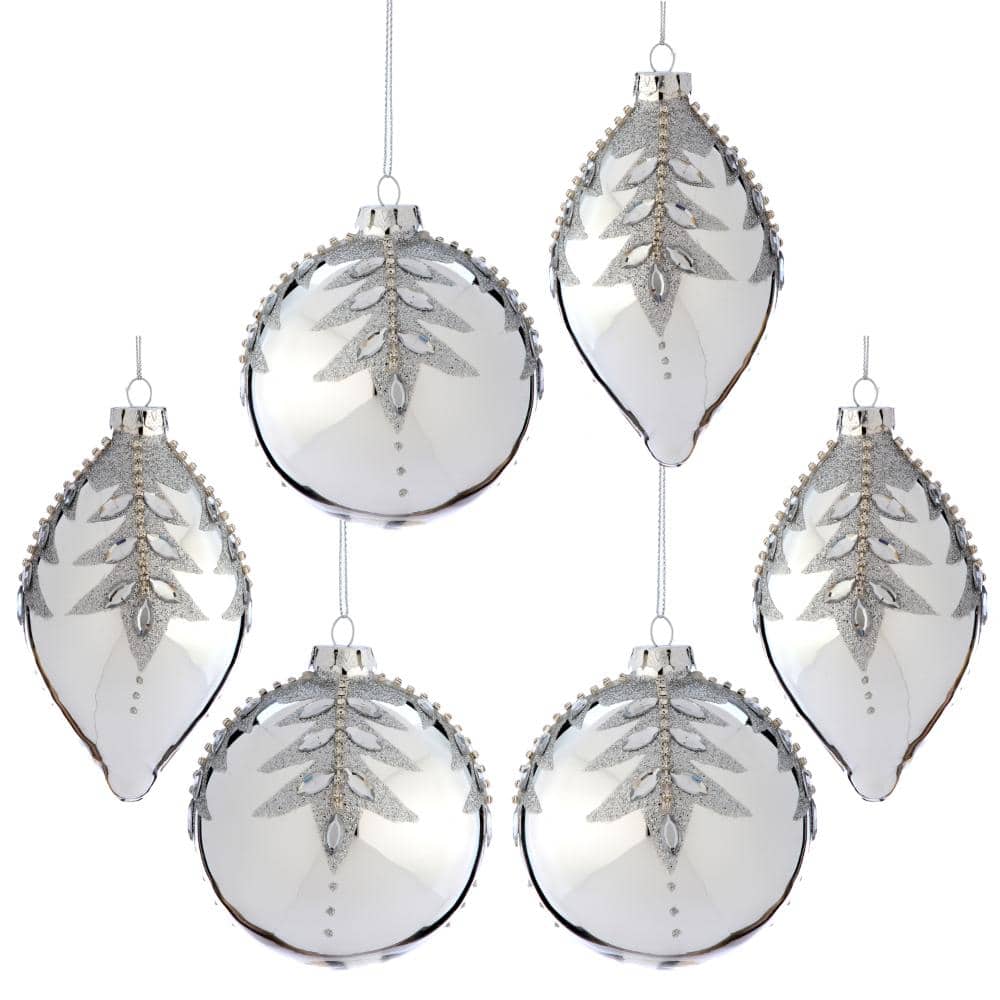 "4-5.5"" Glass Jewel Ball And Finial Ornament Set of 2" price history on PriceWatchPro