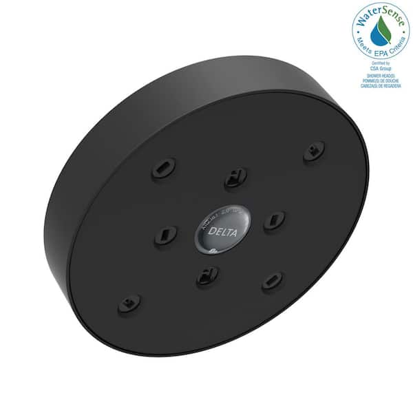 Delta 1-Spray Patterns 1.75 GPM 5.41 in. Wall Mount Fixed Shower Head with H2Okinetic in Matte Black