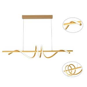 45-Watt Modern Dimmable Integrated LED Gold Geometric Design Island Pendant Light with Silicone Shade and Remote