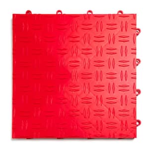 12 in. x 12 in. Diamond Red Modular Tile Garage Flooring (24-Pack)