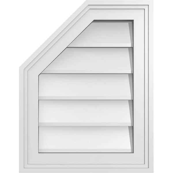 Ekena Millwork 14 in. x 18 in. Octagonal Surface Mount PVC Gable Vent: Decorative with Brickmould Frame