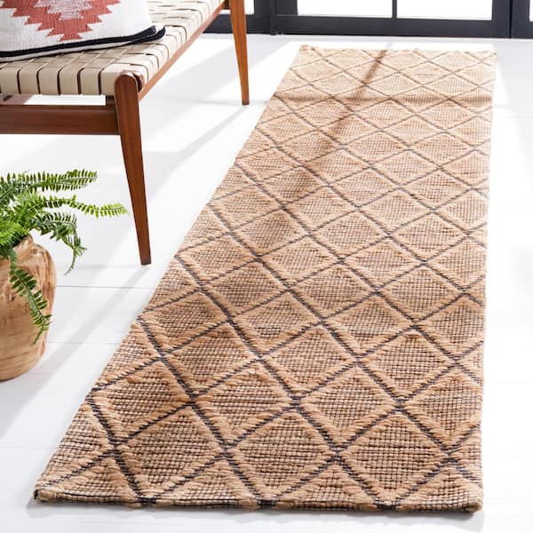 Natural Fiber Beige 2 ft. x 9 ft. Abstract Geometric Runner Rug