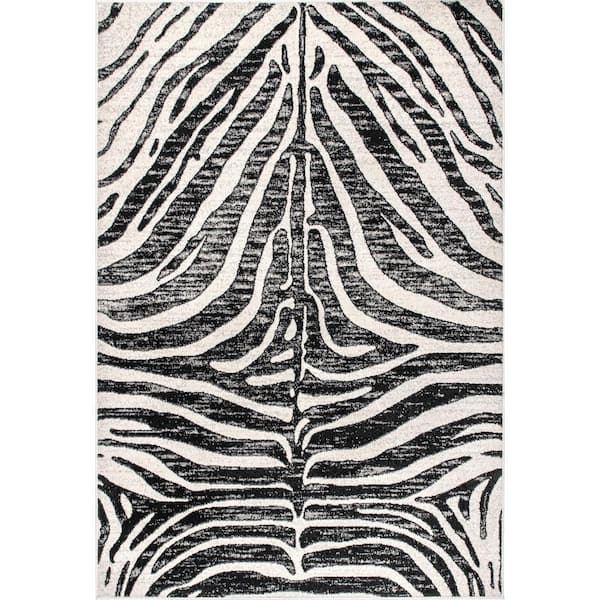 nuLOOM Royal Zebra Stripes Black 6 ft. 7 in. x 9 ft. Area Rug