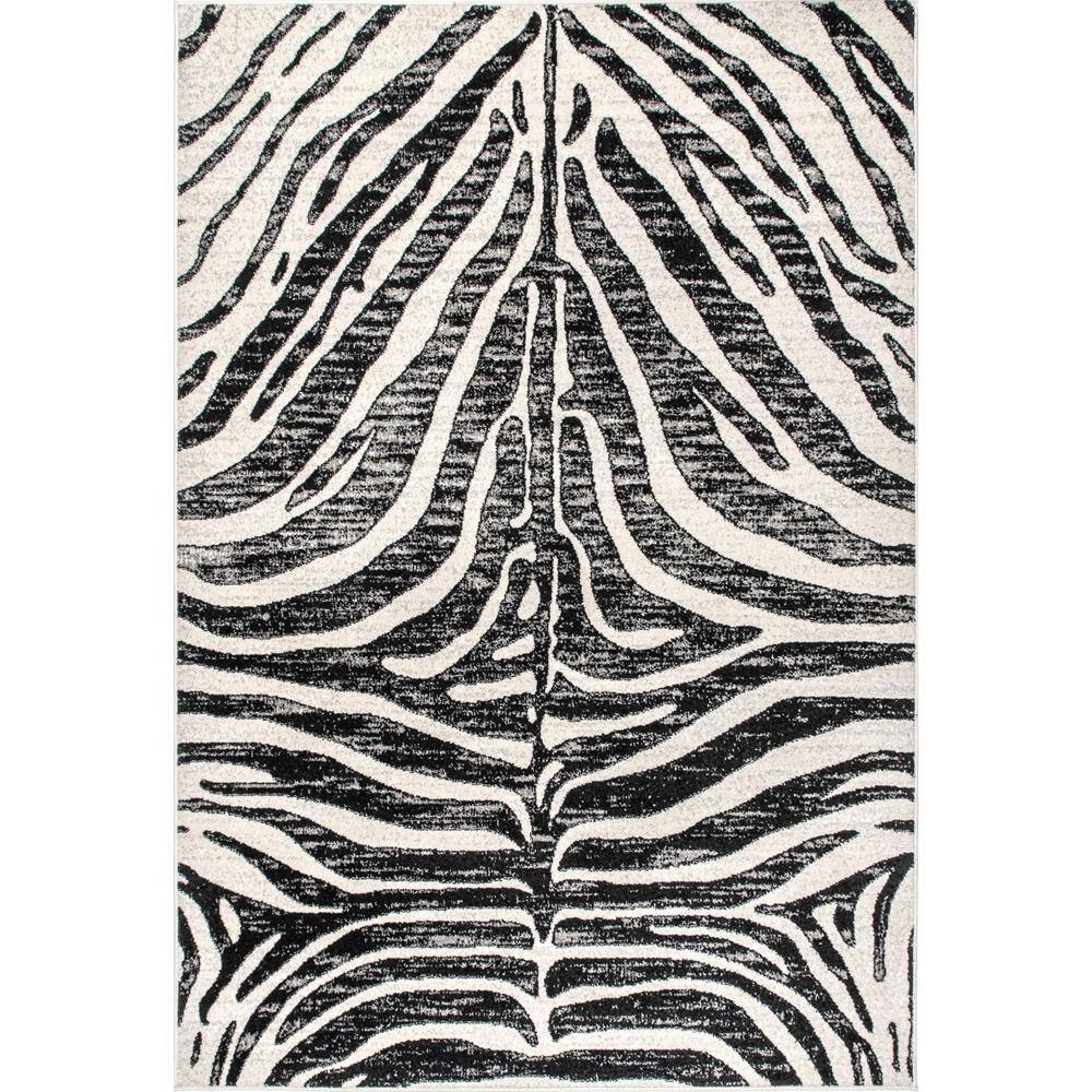 nuLOOM Royal Zebra Stripes Black 8 ft. x 10 ft. Area Rug RZBD100C8010