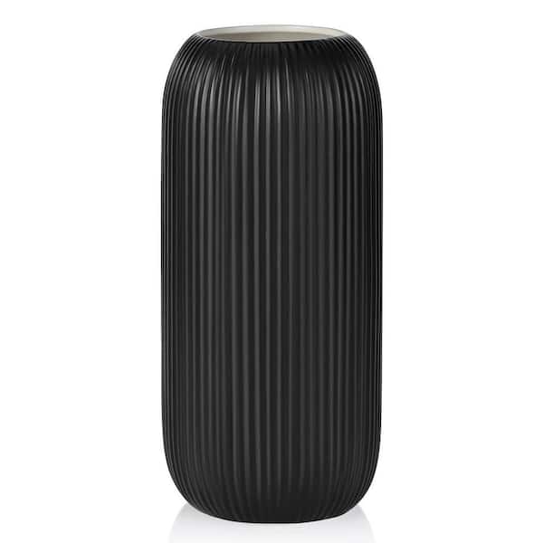 8 in. Matte Black Cylinder Ceramic Decorative Vase YJ00635 - The