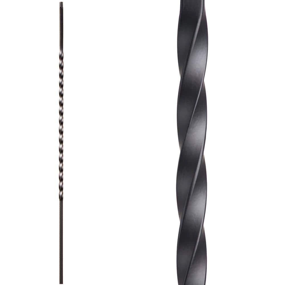 Twist and Basket 44 in. x 0.5 in. Satin Black Long Single Twist Hollow Wrought Iron Baluster price history on PriceWatchPro