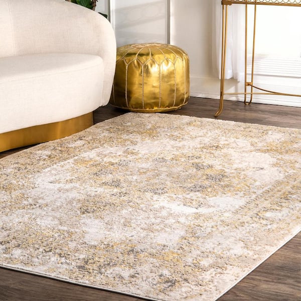 Vintage Medallion Jodee Gold 4 ft. x 6 ft. Indoor Area Rug