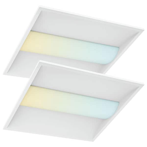 40-Watt 2 x 2 ft. Integrated LED Troffer Light 3000K-6000K, 2500-5000LM, 0-10V Dimmable, 120-277V ETL DLC Premium 2 Pack