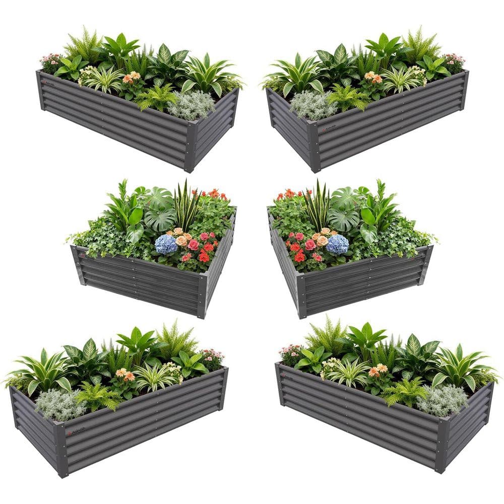 6-Piece Metal Raised Planter Boxes Kit: Rectangular and Square in Gray (72 in. L x 36 in. W x 18 in. H) price history on PriceWatchPro