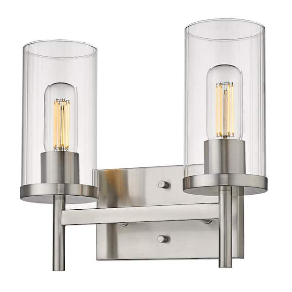 Golden Lighting Winslett 8 in. 2-Light Pewter Vanity Light