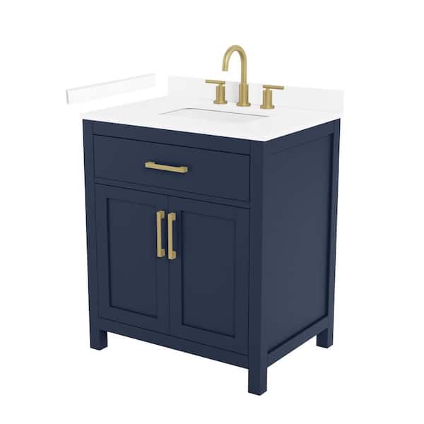 Beckett 30 in. Single Freestanding Dark Blue Bath Vanity with White Cultured Marble Top