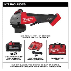 M18 FUEL 18V Lithium-Ion Brushless Cordless 4-1/2 in./5 in. Grinder, Paddle Switch Kit w/M18 FUEL Compact Impact Wrench