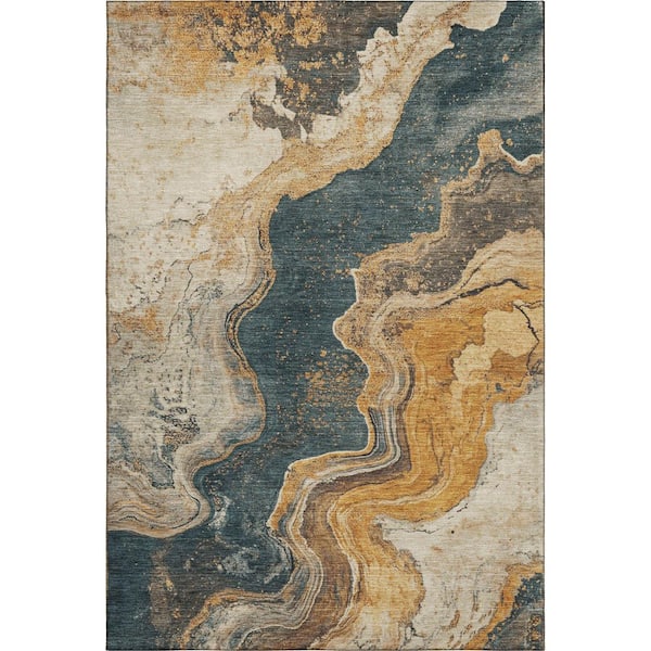 Mayfield Premium Machine Washable Abstract AMF1907 Linen 5 ft. x 7 ft. 6 in. Area Rug