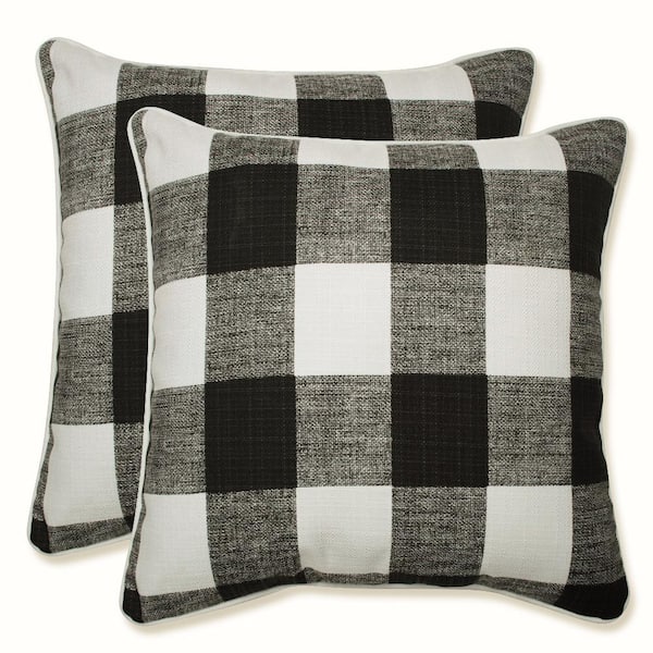 Black Square Outdoor Square Throw Pillow 2-Pack
