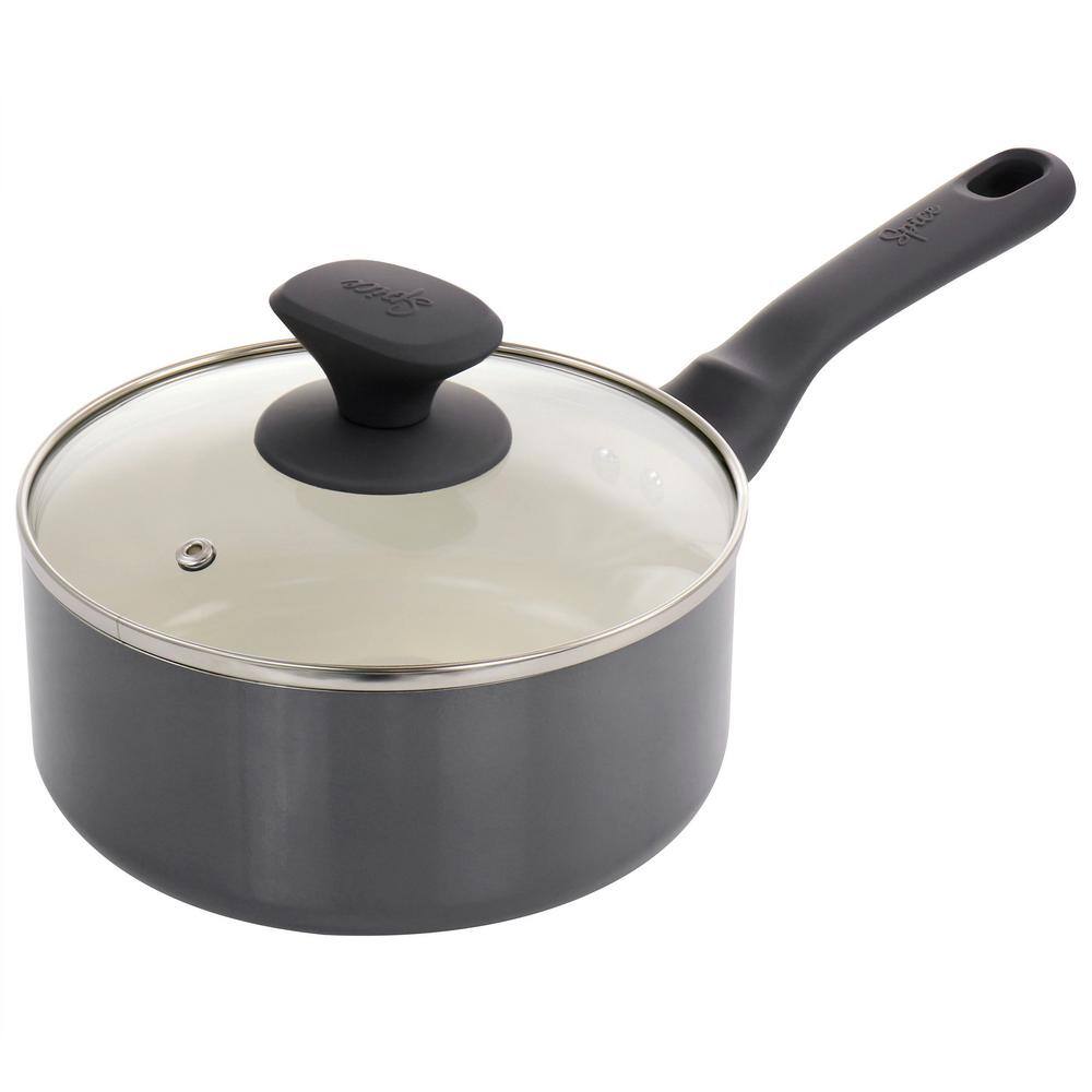 Gray 16-Piece Nonstick Ceramic Cookware Set with Enamel Finish