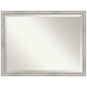 Angled Silver 43.25 in. x 33.25 in. Beveled Modern Rectangle Wood Framed Bathroom Wall Mirror in Silver