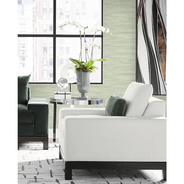 60.75 sq. ft. Coastal Haven Seaglass Loe Sanctuary Stria Embossed Vinyl Unpasted Wallpaper Roll