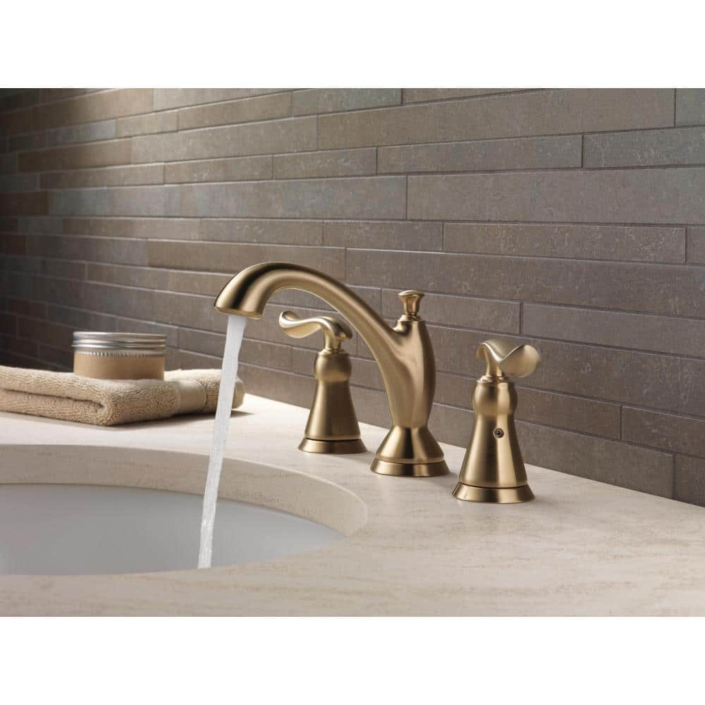 Champagne Bronze Widespread Bathroom Faucet with Metal Handles