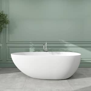 Verna 67 in. x 33 in. Stone Resin Freestanding Soaking Bathtub in White