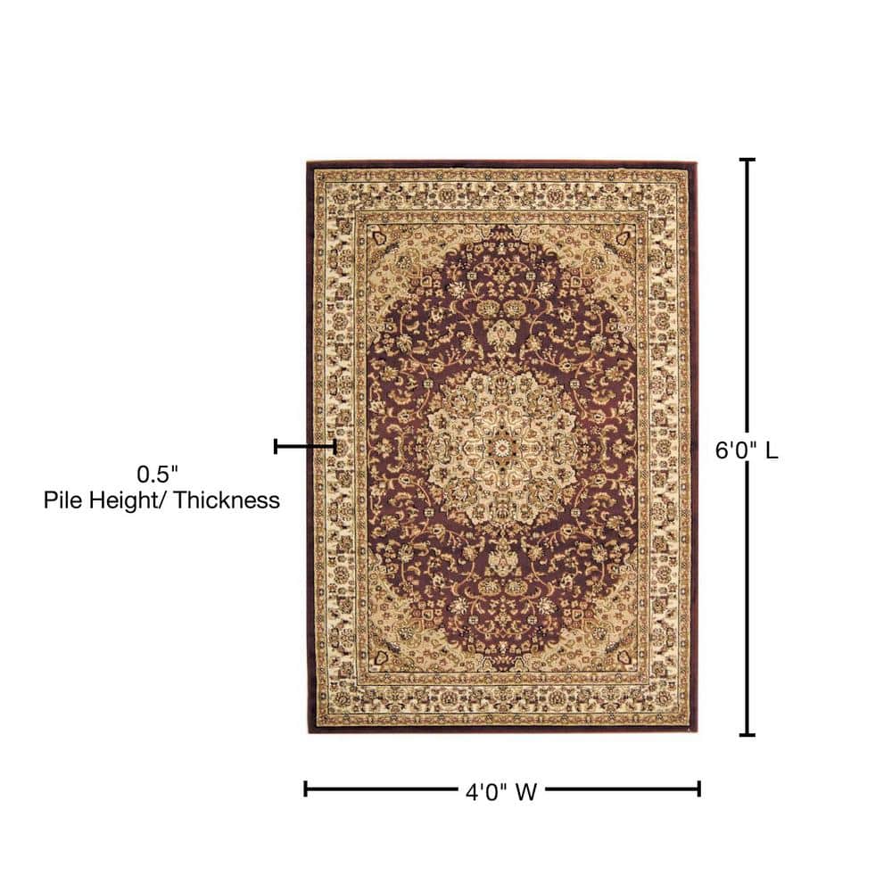 Red and Ivory Safavid Style Floral 4' x 6' Area Rug