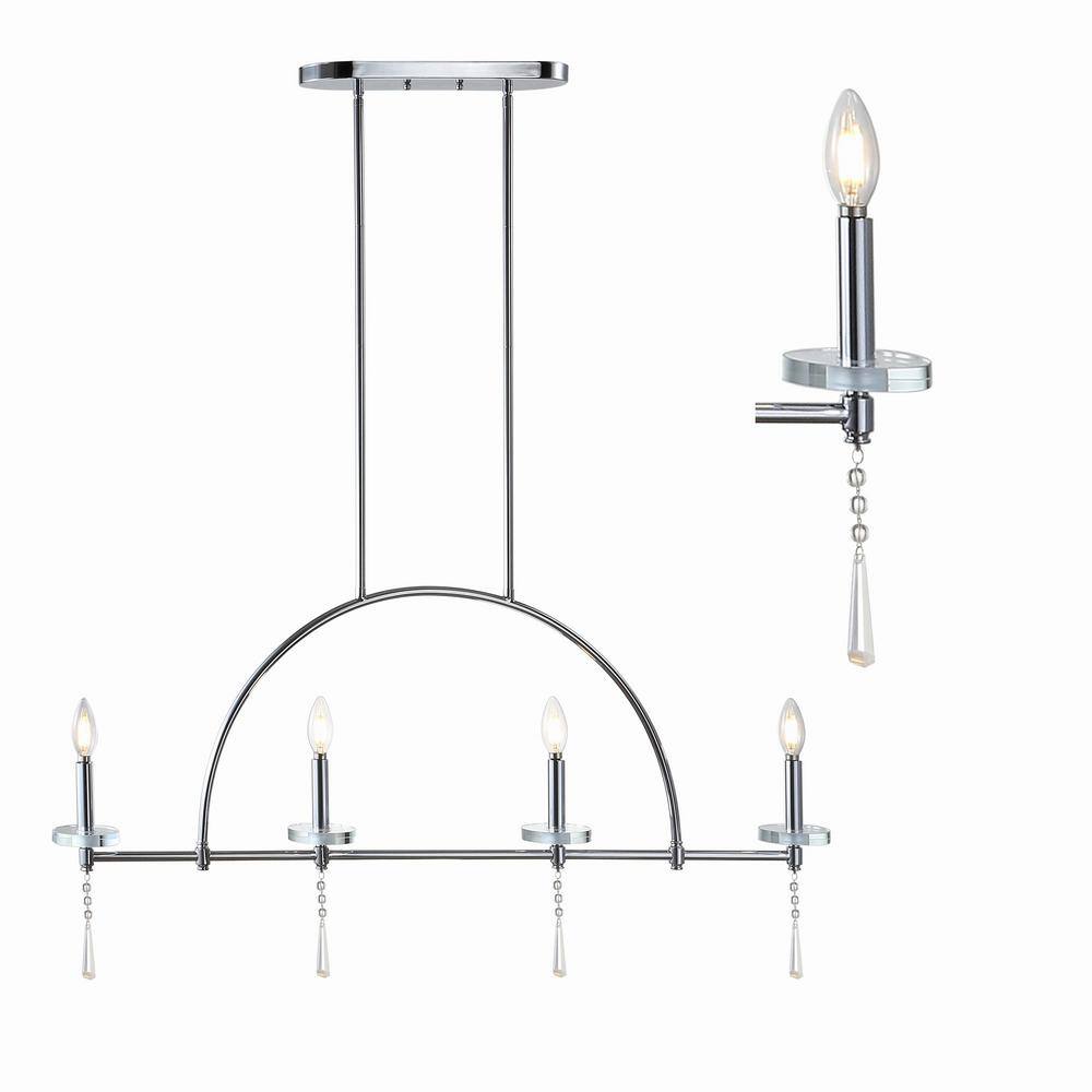 Doris Contemporary Chrome 41" LED Linear Pendant with Crystal Accents