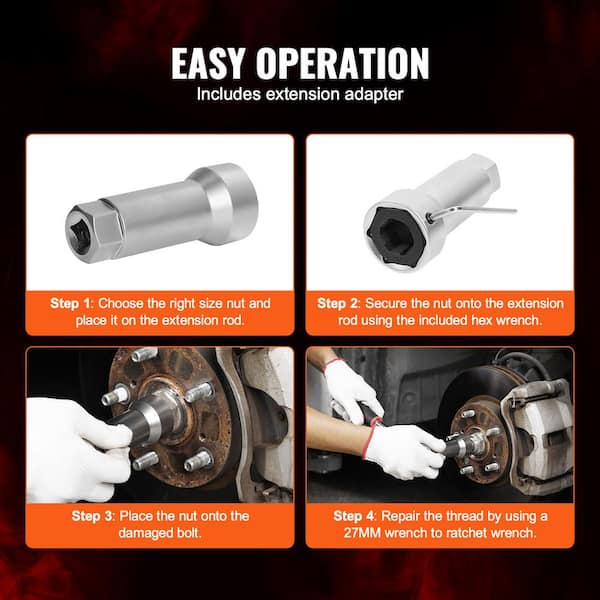 VEVOR 10-Piece Axle Spindle Thread Chaser Set, Metric M20
