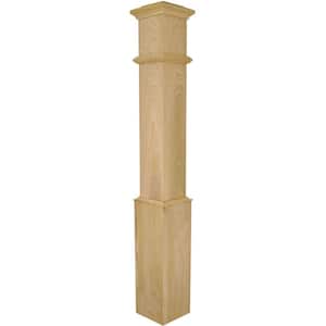 Stair Parts 4095 56 in. x 7-1/2 in. Unfinished Poplar Plain Box Newel Post for Stair Remodel