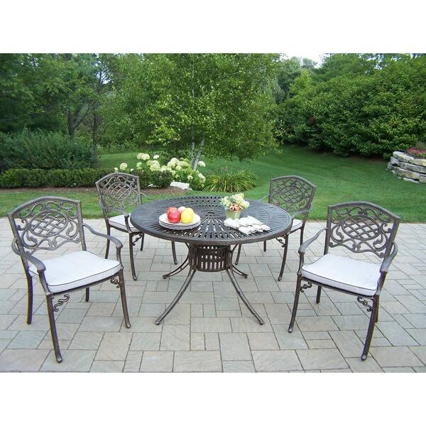 Oakland Living Sunray Patio 5-Piece Dining Set with Fully Welded Chairs and Cushions