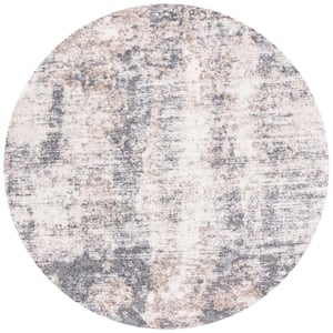 Aston Ivory/Gray 7 ft. x 7 ft. Geometric Abstract Round Area Rug
