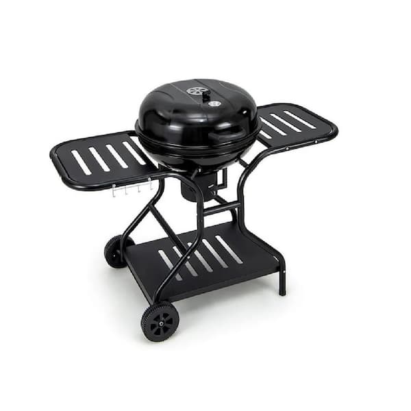 ITOPFOX 25 in. Portable Outdoor BBQ Charcoal Grill in Black with Bottom Storage Shelf