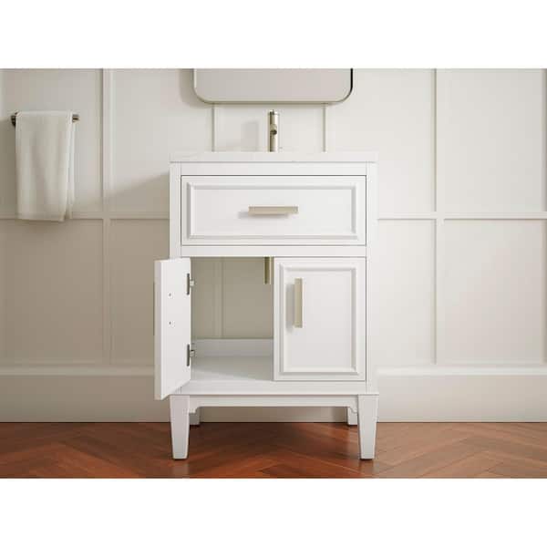 KOHLER Southerk 22.87in. Single Sink Freestanding White Bath Vanity with White Quartz Top Assembled
