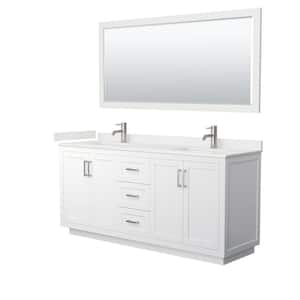 Miranda 72 in. W x 22 in. D x 33.75 in. H Double Bath Vanity in White with White Qt. Top and 70 in. Mirror