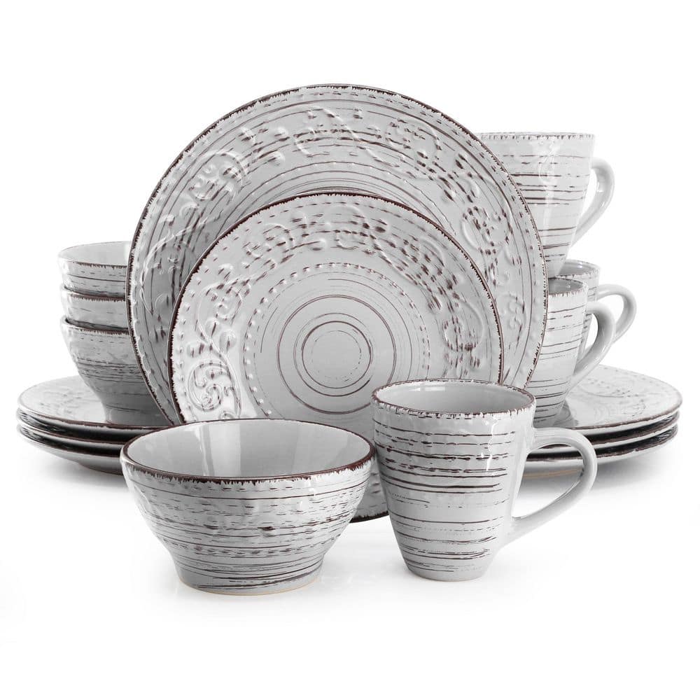 Pacifica Moonstone 16-Piece Dinnerware Set in Light Gray