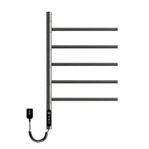 85W Wall-Mounted 180° Rotating Heated Towel Rack Towel Warmer with 1-9H Timer 115°F-155°F in Matte Black