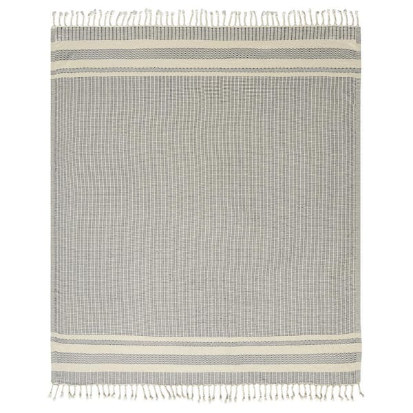 Unbranded Wesley Navy/White Striped Farmhouse All Natural Turkish Cotton Throw Blanket