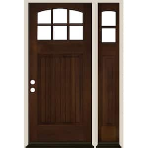 50 in. x 80 in. Craftsman 6 Lite Provincial Stain Right-Hand/Inswing Douglas Fir Prehung Front Door Right Sidelite