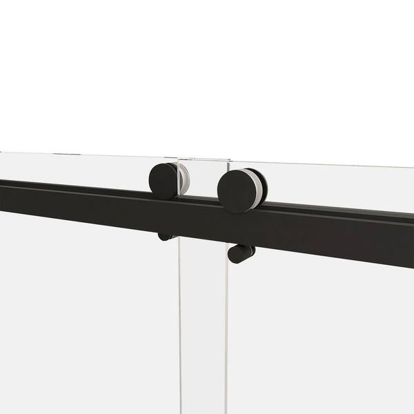 Unbranded - 59 in. W x 76 in. H Frameless Double Sliding Shower Door in Matt Black with Clear Tempered Glass