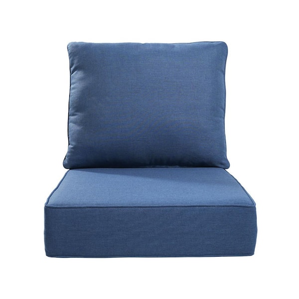 24  in. x 24  in.2-Piece Replacement Outdoor Lounge Chair, Sectional, Couch Cushion in Blue