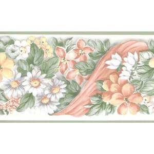 Falkirk Brin Meadow Flowers Green, White, Pink Wallpaper Border