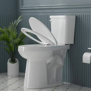 Extra Tall 21 in. 2-Piece Toilet Single Flush 1.28 GPF Round Bowl White Toilet with Soft Close Seat 12 in. Rough in