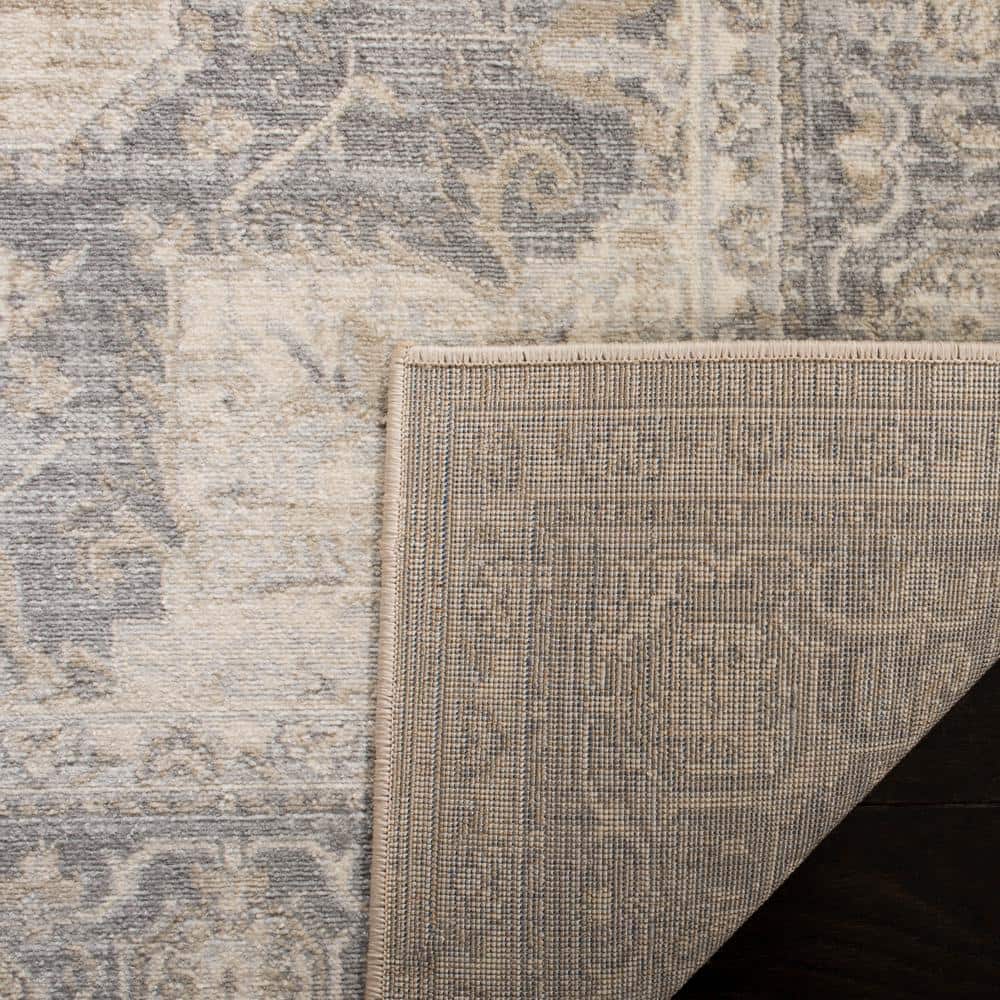 Brentwood 8' Square Cream and Gray Synthetic Area Rug