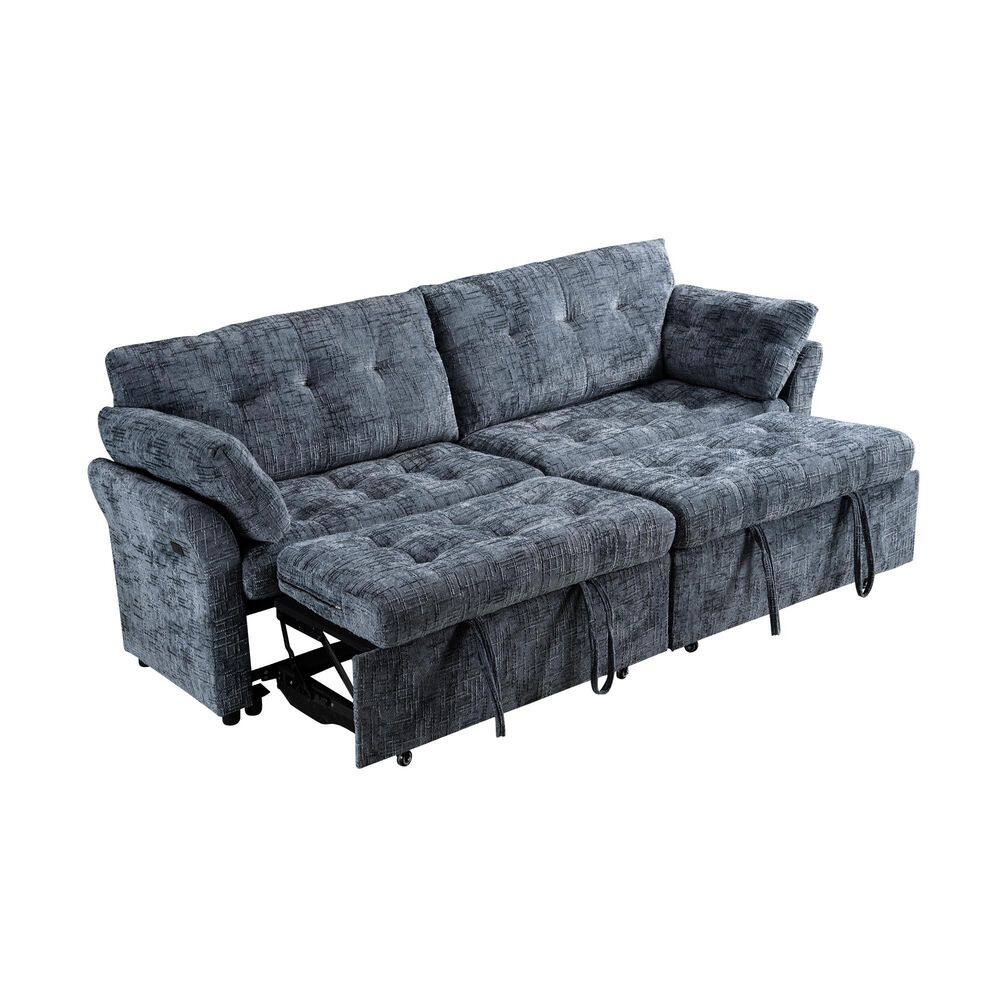 89.8 in. Green Fabric Sectional Pull Out Sofa Bed Queen Size price history on PriceWatchPro