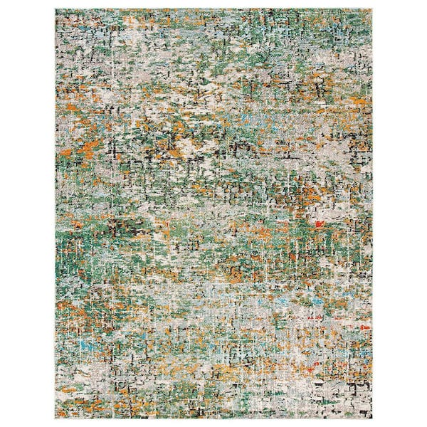 Unbranded Green Polypropylene 8 ft. x 10 ft. Abstract Indoor Area Rug