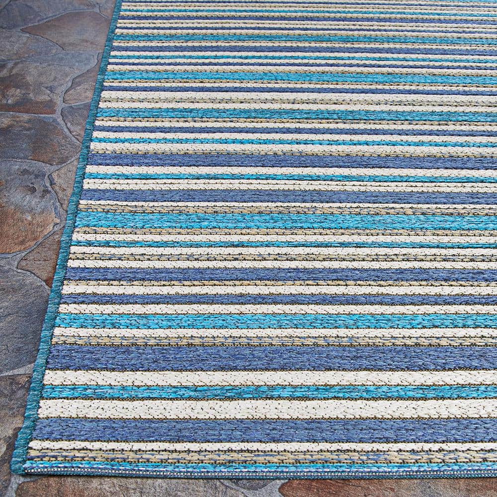 Cobalt and Teal Flat Woven Synthetic Area Rug 5' x 7'