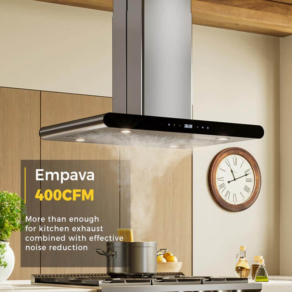 Empava 36" Stainless Steel Island Mount Range Hood with LED Lights