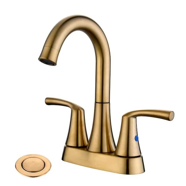 Fapully 4 in. Centerset 2Handle Bathroom Faucet with Popup Drain in Brushed Gold FN0038NG