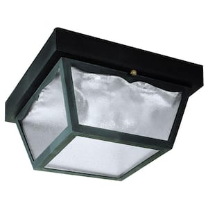 2-Light Black Polypropylene Outdoor Flush Mount